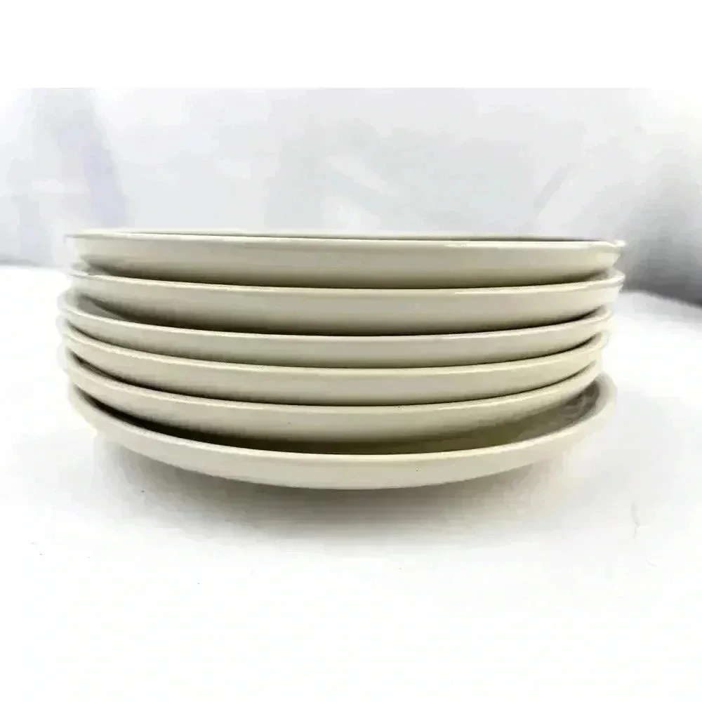 VTG Set of 6 1970's Floral Dessert Plate Brown‎ Tan Flowers 6